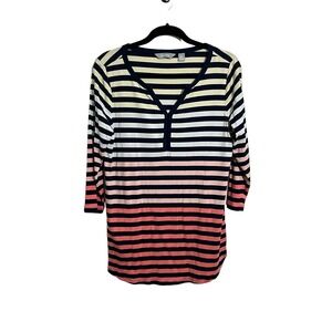 Lands’ End Striped Ombre Tunic Length Top SZ M